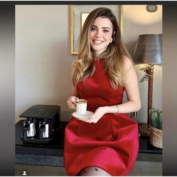 Zara red velvet voluminous mini sleeveless dress - Picture 6 of 11